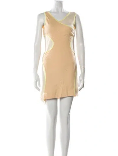 Pre-owned Eckhaus Latta One-shoulder Mini Dress In Neutral