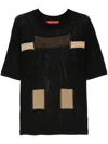 Eckhaus Latta Open-knit Colour-block Jumper In Black