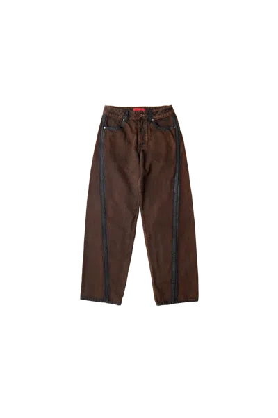Eckhaus Latta Distressed Leather Trousers In Brown