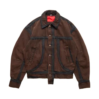 Pre-owned Eckhaus Latta Outline El Redux Denim Jacket 'brown' | Men's Size S