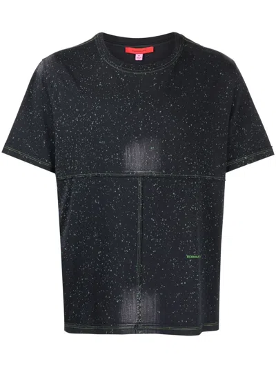 Eckhaus Latta Paint-splatter Cotton T-shirt In Blue