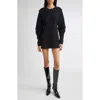 Eckhaus Latta Pallas Long Sleeve Boiled Wool & Cotton Minidress In Black
