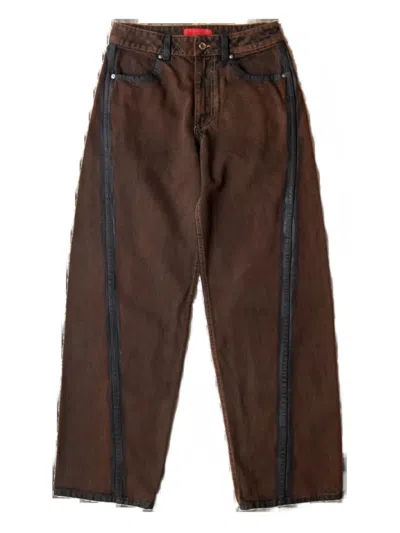 Eckhaus Latta Panel Bend Jeans In Brown