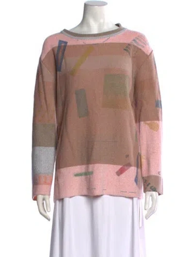 Pre-owned Eckhaus Latta Patterned Crew Neck Sweater In Pink