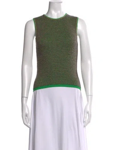 Pre-owned Eckhaus Latta Patterned Crew Neck Top In Green