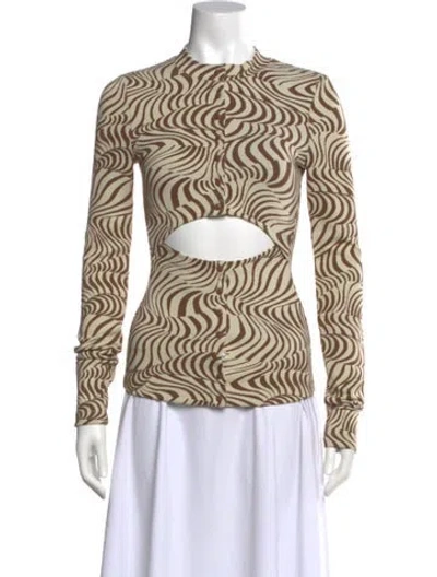 Pre-owned Eckhaus Latta Patterned Mock Neck Top In Neutral
