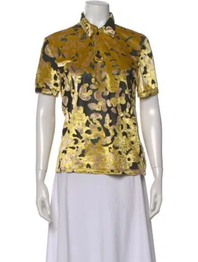 Pre-owned Eckhaus Latta Patterned Short Sleeve Polo In Yellow