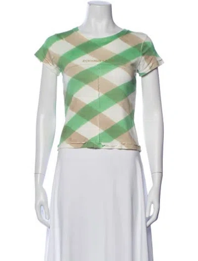 Pre-owned Eckhaus Latta Plaid Print Crew Neck T-shirt In Green