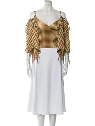 Pre-owned Eckhaus Latta Plaid Print V-neck Top In Multi