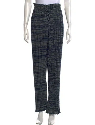 Pre-owned Eckhaus Latta Plaid Print Wide Leg Pants In Blue