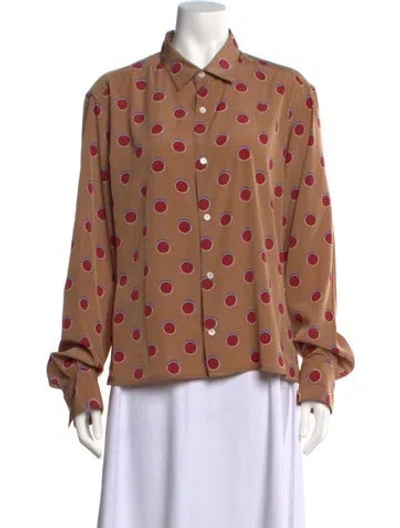 Pre-owned Eckhaus Latta Polka Dot Print Long Sleeve Button-up Top In Multi