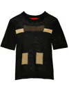 Eckhaus Latta Poster Two-tone Knitted T-shirt In Schwarz