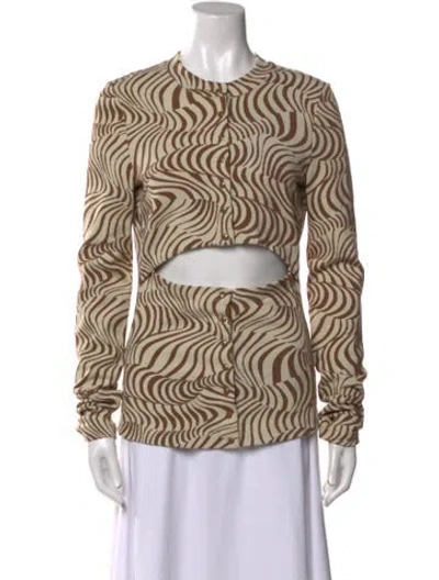 Pre-owned Eckhaus Latta Printed Crew Neck Button-up Top In White