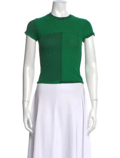 Pre-owned Eckhaus Latta Printed Crew Neck Crop Top In Green