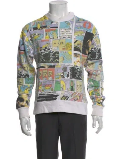 Pre-owned Eckhaus Latta Printed Crew Neck Pullover In White