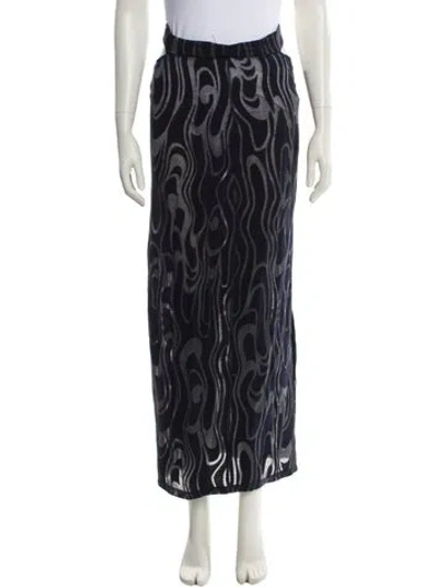 Pre-owned Eckhaus Latta Printed Long Skirt In Blue