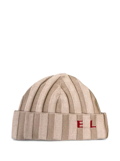 Eckhaus Latta Ribbed-knit Beanie In Brown