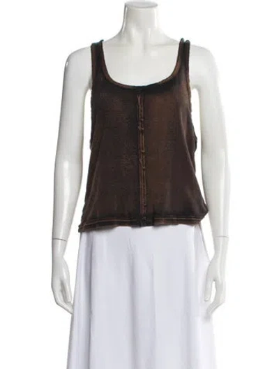 Pre-owned Eckhaus Latta Scoop Neck Sleeveless Top In Brown