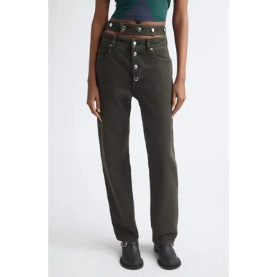Eckhaus Latta Shadow Double Waist Straight Leg Jeans In Green