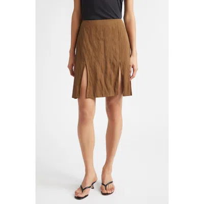 Eckhaus Latta Shadow Slit Nylon Skirt In Brown