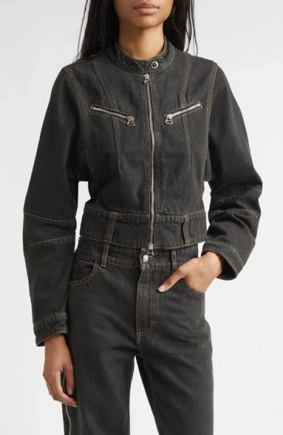 Eckhaus Latta Signal Denim Zip Jacket In Black