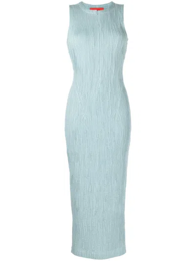 Eckhaus Latta Sliced Midi Dress In Blue