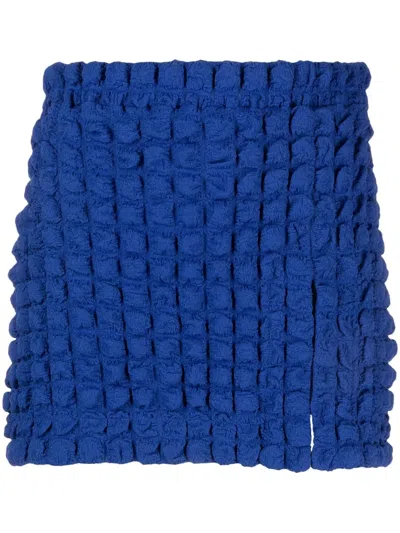 Eckhaus Latta Slit-detail Textured Mini Skirt In Blue