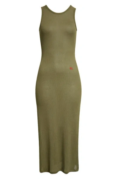 Eckhaus Latta Spiral Rib Midi Tank Dress In Lichen