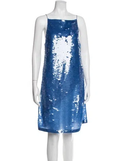Pre-owned Eckhaus Latta Square Neckline Mini Dress In Blue