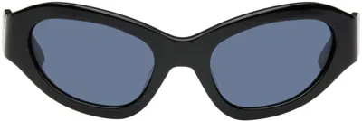 Eckhaus Latta Ssense Exclusive Black 'the Bug' Sunglasses In Black Navy