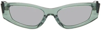 Eckhaus Latta Ssense Exclusive Green 'the Tilt' Sunglasses In Crystal Teal Dark Si