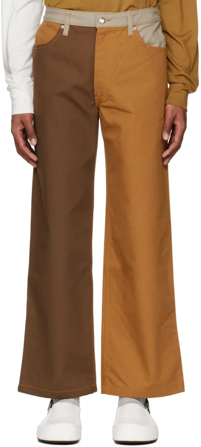 Eckhaus Latta Ssense Exclusive Orange & Brown Wide-leg Jeans In Orange Multi