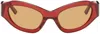 Eckhaus Latta Ssense Exclusive Red 'the Bug' Sunglasses In Brown