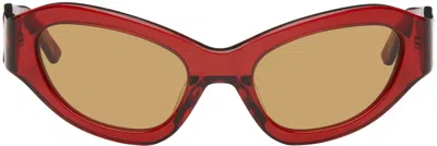Eckhaus Latta Ssense Exclusive Red 'the Bug' Sunglasses In Burgundy