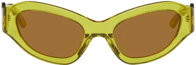 Eckhaus Latta Ssense Exclusive Yellow 'the Bug' Sunglasses In Green