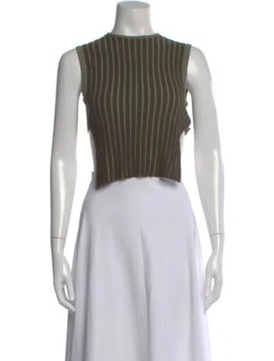 Pre-owned Eckhaus Latta Striped Crew Neck Crop Top In Green