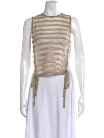 Pre-owned Eckhaus Latta Striped Crew Neck Crop Top In Neutral