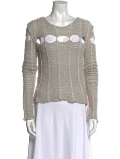 Pre-owned Eckhaus Latta Striped Crew Neck Sweater In Gray