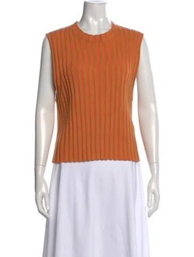 Pre-owned Eckhaus Latta Striped Crew Neck Sweater In Orange