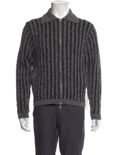 Pre-owned Eckhaus Latta Striped Crew Neck Sweatshirt In Gray