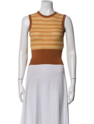 Pre-owned Eckhaus Latta Striped Crew Neck Top In Yellow