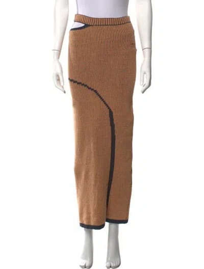 Pre-owned Eckhaus Latta Striped Long Skirt W/ Tags In Orange