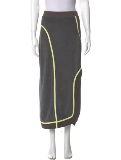 Pre-owned Eckhaus Latta Striped Midi Length Skirt In Gray
