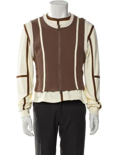 Pre-owned Eckhaus Latta Striped Mock Neck Cardigan W/ Tags In Green