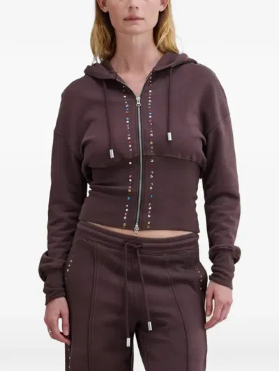 Eckhaus Latta Stud-embellishment Hoodie In Brown