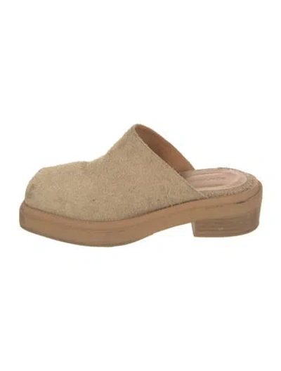 Pre-owned Eckhaus Latta Suede Slippers In Neutral