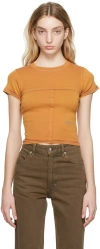 Eckhaus Latta Tan Lapped Baby T-shirt In Saffron