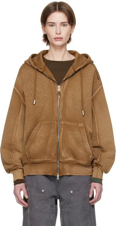 Eckhaus Latta Tan Zip Hoodie In Bison