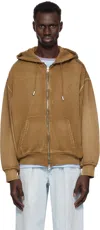 Eckhaus Latta Tan Zip Hoodie In Bison