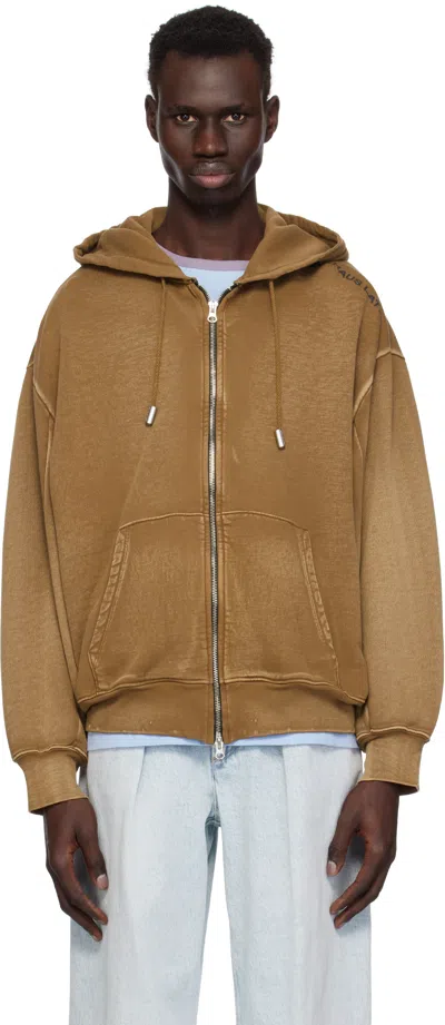 Eckhaus Latta Tan Zip Hoodie In Bison